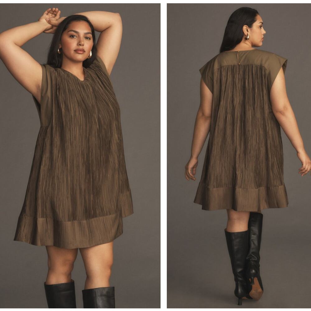 By Anthropologie Plisse Mini Dress